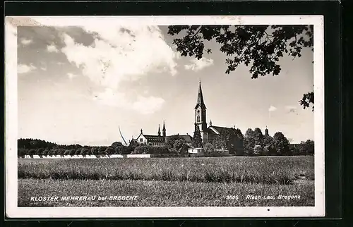 AK Bregenz, Kloster Mehrerau von einem Feld aus gesehen