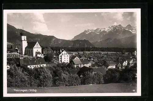 AK Thüringen, Teilansicht mit Gebirgsblick