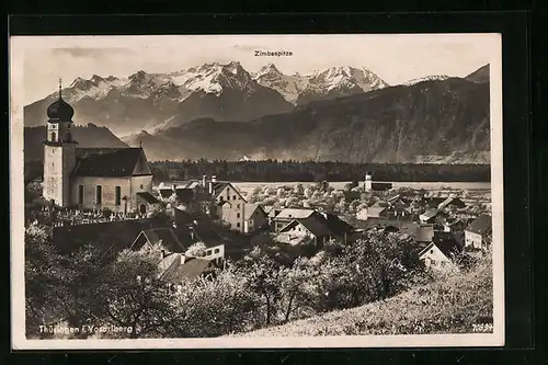 AK Thüringen, Teilansicht mit Kirche und Zimbaspitze