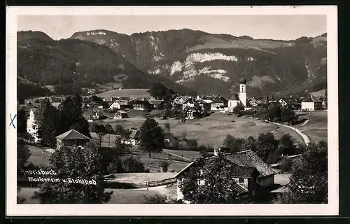 AK Andelsbuch, Teilansicht mit Marienheim u. Stahlbad