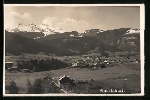 AK Andelsbuch, Teilansicht mit Bergen
