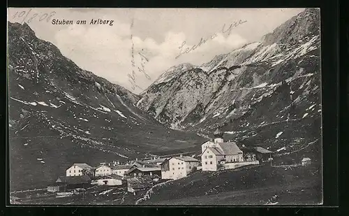 AK Stuben am Arlberg, Teilansicht mit Kirche