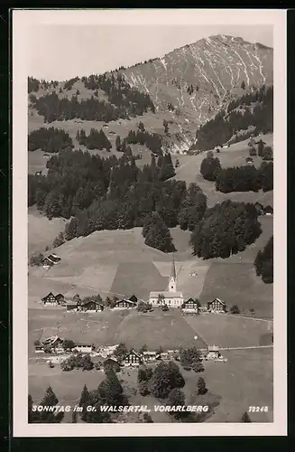 AK Sonntag im Gr. Walsertal, Ortsansicht aus der Vogelschau