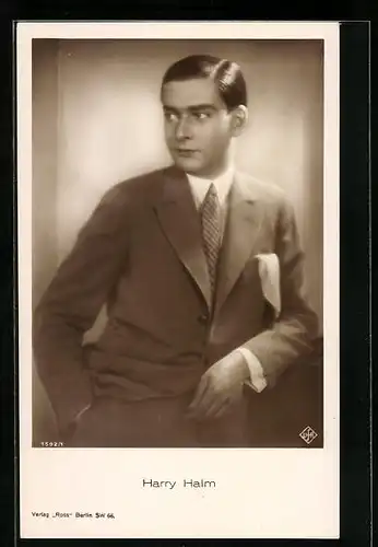 AK Schauspieler Harry Halm mit Krawatte und Einstecktuch