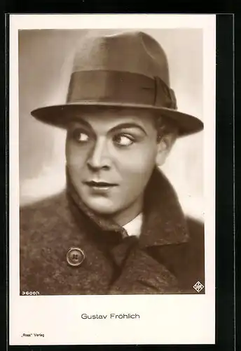 AK Schauspieler Gustav Fröhlich mit schickem Hut