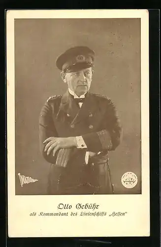 AK Schauspieler Otto Gebühr als Kommandant in einer Filmrolle