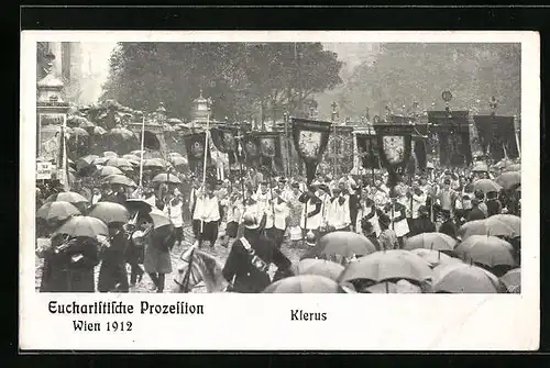 AK Wien, Eucharistische Prozession 1912, Klerus