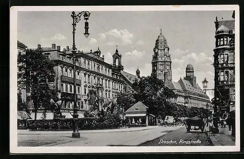 AK Dresden, Ringstrasse mit Kutschen