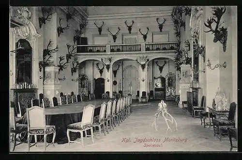 AK Moritzburg, Speisesaal des Kgl. Jagdschlosses