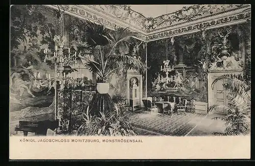 AK Moritzburg, Königl. Jagdschloss, Monströsensaal