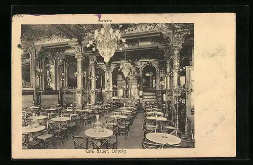 AK Leipzig, Cafe Bauer, Innenansicht