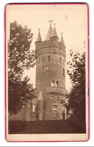 Fotografie unbekannter Fotograf, Ansicht Potsdam, Blick auf den Babelberger Turm, 1871
