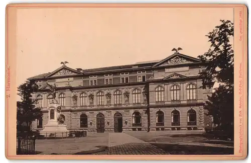 Fotografie Hch. Schuler, Heilbronn, Ansicht Heilbronn, Blick auf die Festhalle Harmonie mit Denkmal Kaiser Wilhelm I.