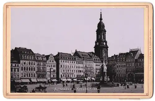 Fotografie Römmler & Jonas, Dresden, Ansicht Dresden, Altmarkt mit Kreuzkirche und Geschäften