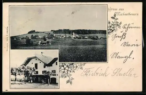 AK Michaelbeuern, Gasthaus, Blick auf das Dorf