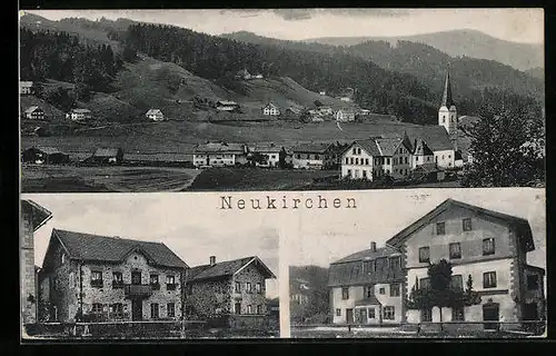 AK Neukirchen, Teilansicht mit Kirche, Ortspartien