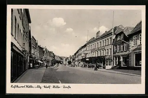 AK Mölln i. Lbg., Strasse mit Hotel Stadt Hamburg