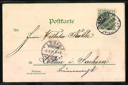 Lithographie Blankenese bei Hamburg, Ortsansicht mit Elbdampfer