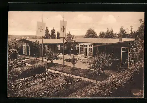AK Moritzburg bei Dresden, Erholungsheim für junge Mädchen aus der Vogelschau