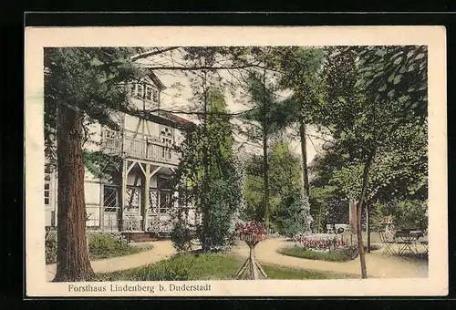 AK Duderstadt, Forst- und Gasthaus Lindenberg mit Grünanlagen