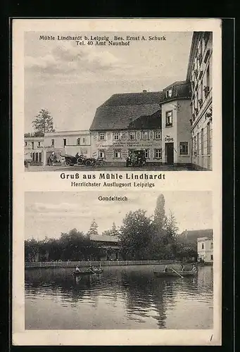 AK Leipzig, Mühle Lindhardt mit Gondelteich