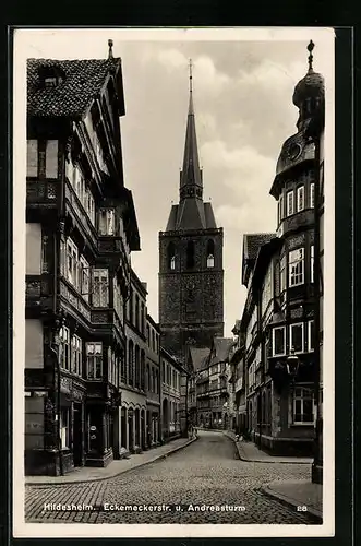 AK Hildesheim, Eckemeckerstrasse und Andreasturm