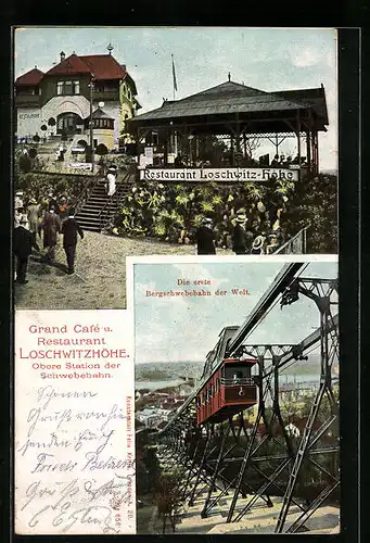 AK Dresden-Loschwitz, Restaurant Loschwitz-Höhe mit Bergschwebebahn