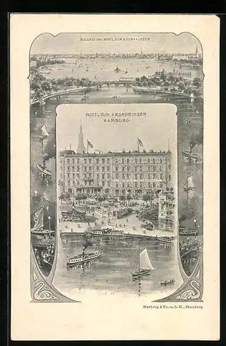 AK Hamburg-Neustadt, Hotel zum Kronprinzen mit Aussicht