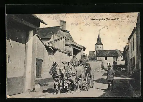 AK Hautrégiville, Strassenpartie mit Kutsche