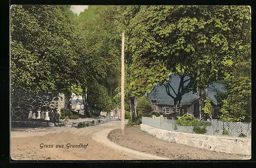 AK Grundhof, Partie mit Bewohnern