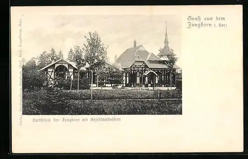 AK Jungborn i. Harz, Speisesaal des Jungborn mit Gesellschaftssälen