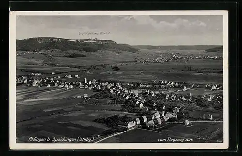 AK Aldingen b. Spaichingen, Totalansicht mit Dreifaltigkeitsberg, Fliegeraufnahme