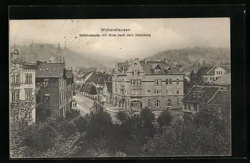 AK Waltershausen, Bahnhofstrasse mit Blick zum Inselsberg