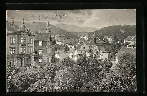 AK Waltershausen i. Thür., Hauptstrasse mit Blick zum Inselsberg