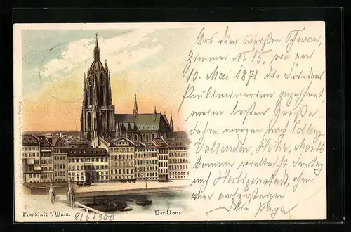 Lithographie Frankfurt a. M., Blick auf den Dom