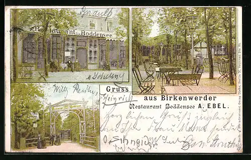 Lithographie Birkenwerder, Restaurant Boddensee von A. Ebel