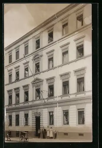 Foto-AK Cottbus, Wohnhaus mit Schneidermeisterei in der Wilhelmstrasse 3, 1912