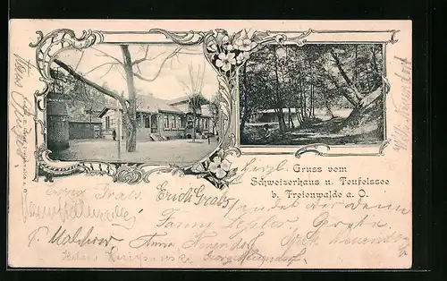 AK Freienwalde a. O., Gasthaus Schweizerhaus, Teufelssee