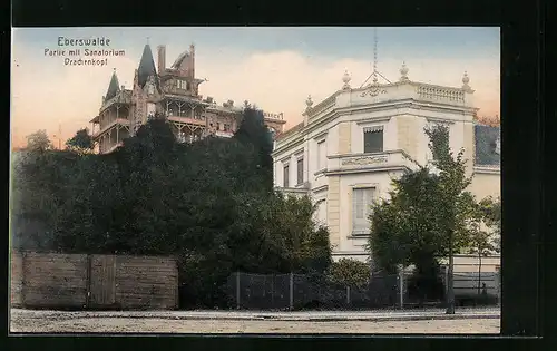 AK Eberswalde, Partie mit Sanatorium Drachenkopf
