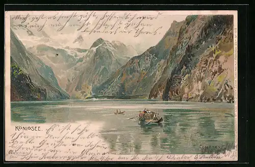 Künstler-AK Edward Theodore Compton: Partie mit Booten am Königsee