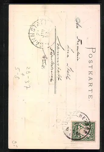 Passepartout-Lithographie München, Frauenkirche mit Wappen