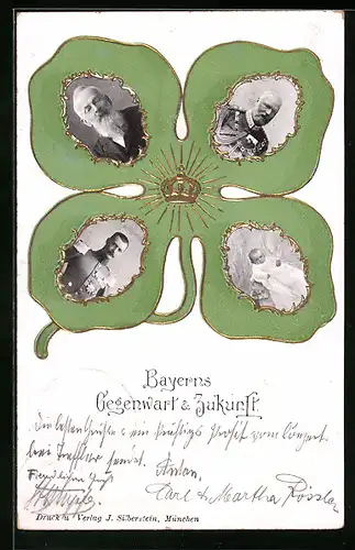 AK Prinzregent Luitpold mit Familie in einem Kleeblatt dargestellt