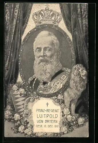 AK Prinzregent Luitpold von Bayern in Uniform mit Orden