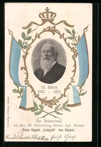 AK Prinzregent Luitpold, Zur Erinnerung an den 80. Geburtstag 1901