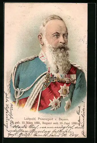 AK Prinzregent Luitpold von Bayern in Uniform mit Orden