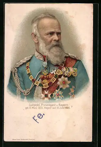 AK Prinzregent Luitpold von Bayern in Uniform mit Orden