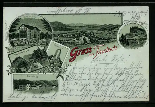 Lithographie Tambach, Hotel Fürstenblick, Nesselberg, Dietharzer Grund