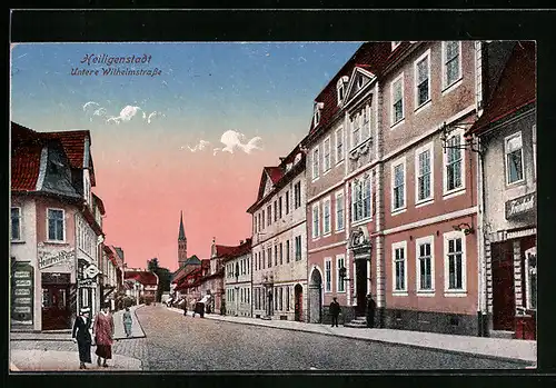 AK Heiligenstadt, Untere Wilhelmstrasse mit Geschäften