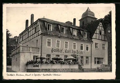 AK Herstelle b. Karlshafen /Weser, Gasthof u. Pension Karl der Grosse