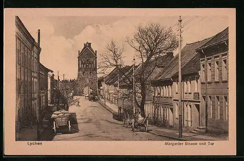 AK Lychen, Stargarder Strasse und Tor